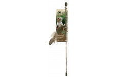 Ourpets Play-N-Squeak Teathered and Feathered Play Wand Catnip Toy Brown 1Ea