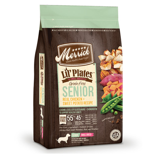 Merrick Lil' Plates Grain Free Senior Real Chicken and Sweet Potato Recipe 4 Lbs