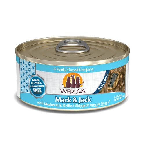 Weruva Cat Mack and Jack with Mackerel and Grilled Skipjack in Gravy 5.5oz. Case Of 24
