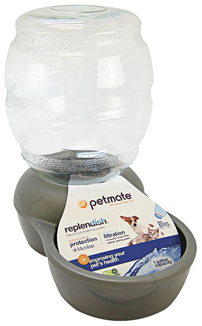 Petmate Replendish Waterer - Brushed Nickel -  1 Gallon