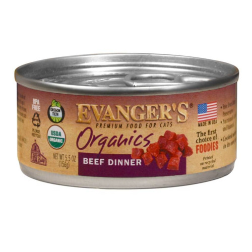 Evangers Organics Beef Dinner Canned Cat Food 24Ea/5.5 Oz