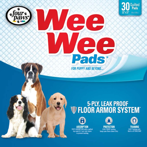 Four Paws Wee-Wee Pads 30 pack White 22" x 23" x 0.1"