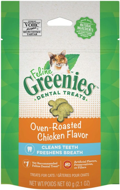 Feline Greenies Dental Treat Oven Roasted Chicken 2.1oz