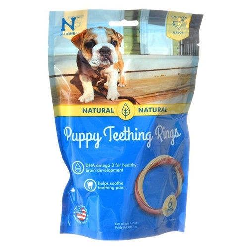 N-Bone Puppy Teething Ring - Chicken Flavor Puppy Teething Ring - 3.5" Diameter (6 Pack)