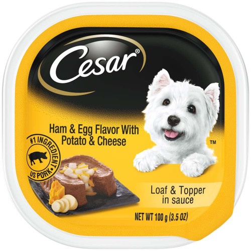 Cesar Ham and Egg Flavor With Potato and Cheese Loaf Wet Dog Food 24Ea/3.5 Oz, 24 Pk