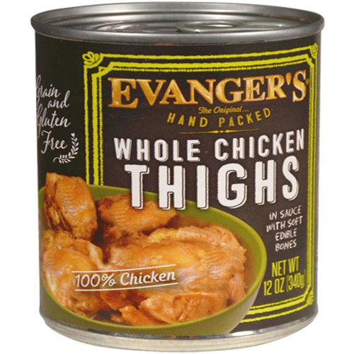 Evangers Hand Packed Whole Chicken Thighs Canned Dog Food 12Ea/12 Oz, 12 Pk