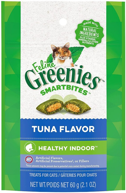 FELINE GREENIES SMARTBITES Hairball Control Treats for Cats Tuna Flavor 2.1 oz.