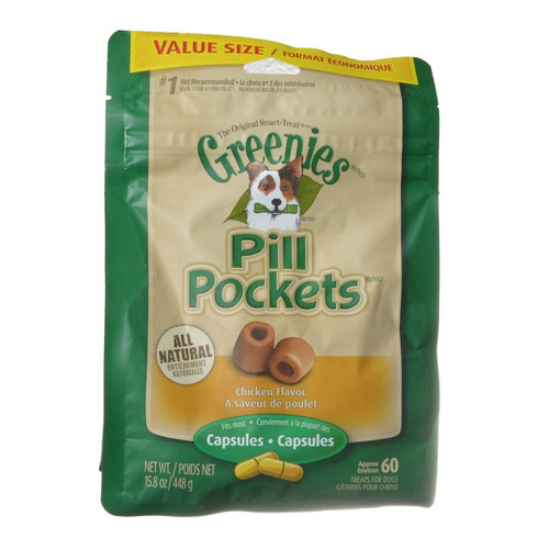 GREENIES PILL POCKETS Treats for Dogs Chicken - Capsule Size 15.8 oz. 60 Treats