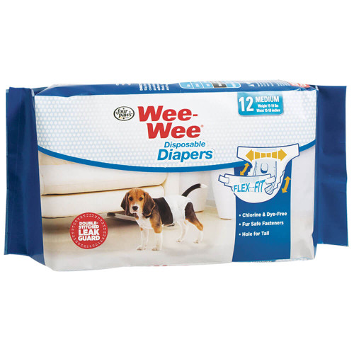 Four Paws Wee-Wee Disposable Dog Diapers 12 Count Medium
