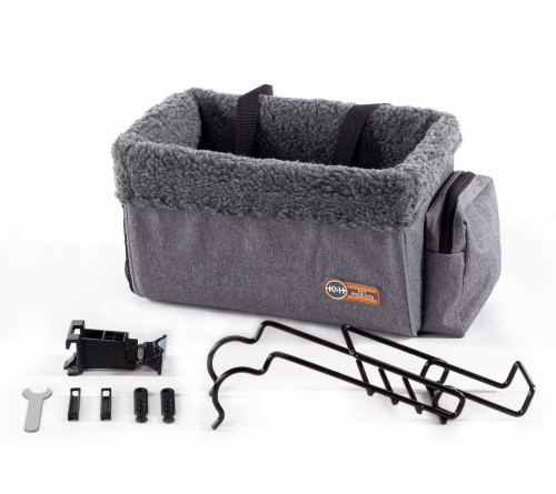 K&H Pet Products Travel Bike Basket for Pets Large Gray 12" x 16" x 10"