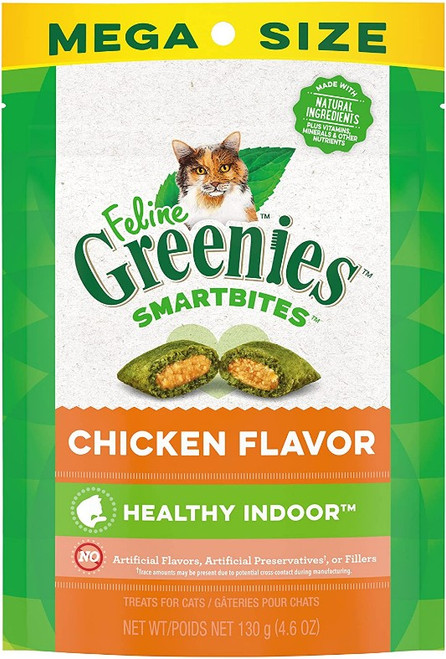 FELINE GREENIES SMARTBITES Hairball Control Chicken Flavor Cat Treats 4.6oz