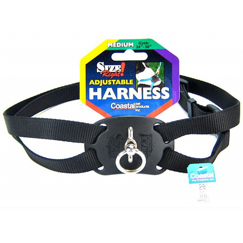 Coastal Pet Size Right Nylon Adjustable Harness - Black Medium (Girth Size 24"-30")