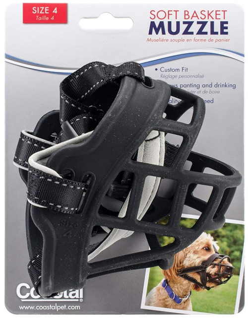 Coastal Pet Soft Basket Muzzle for Dogs Black Size 4