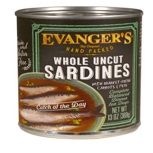 Evangers Hand Packed Whole Uncut Sardines Canned Dog Food 12Ea/12 Oz, 12 Pk