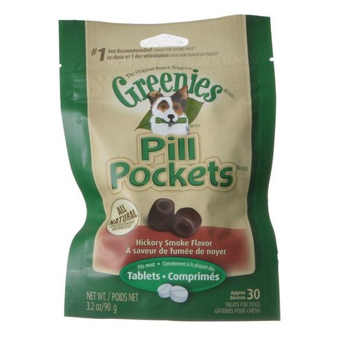 Greenies Pill Pockets Treats For Dogs Hickory Smoke - Tablet Size 3.2 Oz. 30 Treats