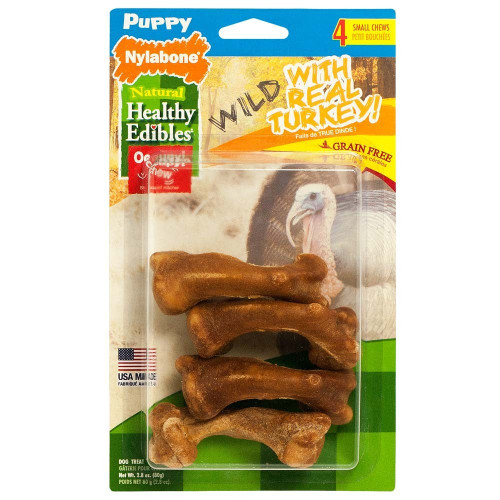 Nylabone Healthy Edibles Wild Puppy Natural Long Lasting Turkey Dog Chew Treats Turkey Flavor Small - Up To 20 Lb