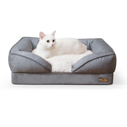 K&H Pet Products Pillow-Top Orthopedic Lounger Sofa Pet Bed Small Gray 18" x 24" x  8" 100544960 655199637003