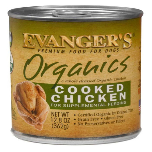 Evangers Organics Cooked Chicken Canned Dog Food 12Ea/12.8 Oz, 12 Pk