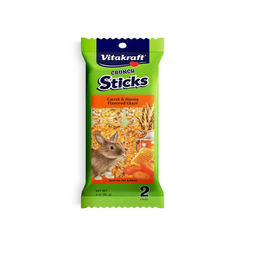 Vitakraft Crunch Sticks for Rabbits Carrot & Honey Flavored Glaze 3 oz (2 Sticks)