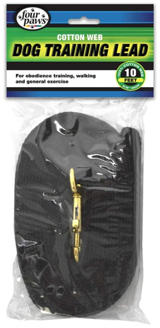 Four Paws Cotton Web Dog Lead Black 10 Ft