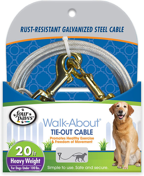 Four Paws Heavy Weight Tie Out Cable Silver 20ft