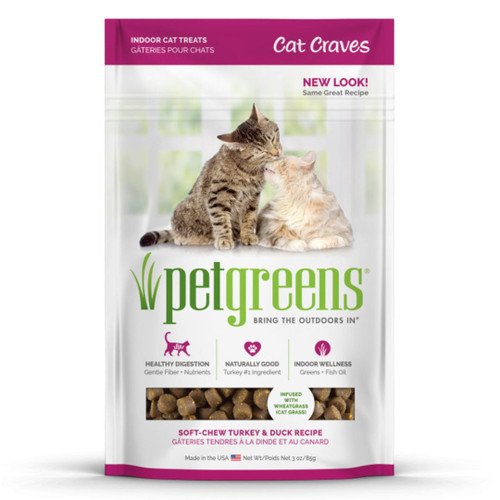 Pet Greens Cat Craves Semi-Moist Cat Soft Treat Turkey and Duck 3 Oz