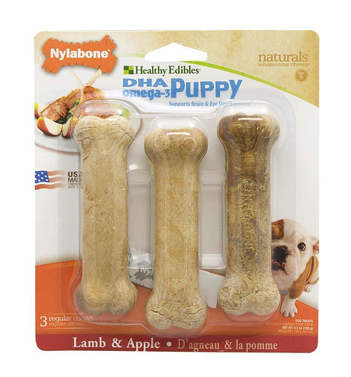 Nylabone Healthy Edibles Puppy Natural Long Lasting Dog Chew Treats Lamb and Apple Flavor Small - Up To 20 Lb