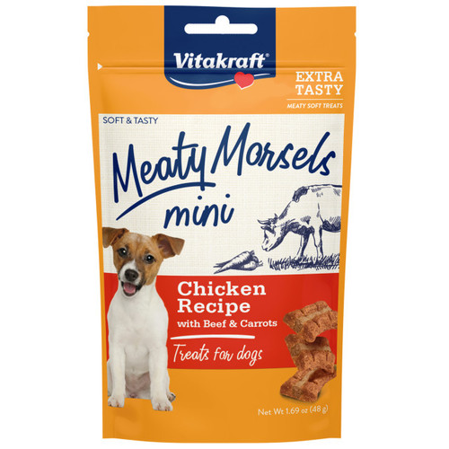 Vitakraft Meaty Morsels Chicken Recipe With Beef and Carrots Dog Treats Mini Mini, 1.69 Oz