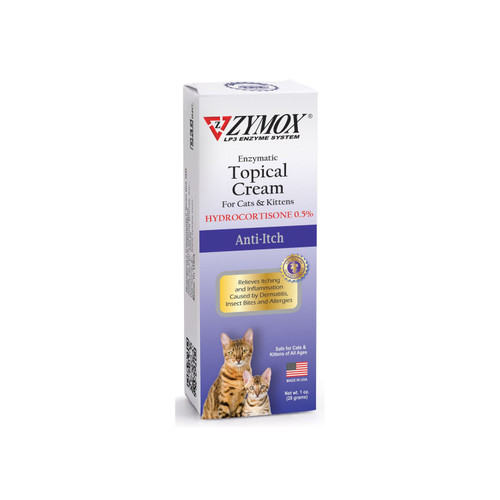Zymox Enzymatic Anti-Itch Topical Cream for Cats & Kittens with Hydrocortisone