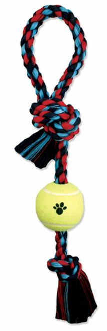 Mammoth Pet Products Pull Tug Dog Toy W/Tennis Ball Pull Tug With Tennis Ball Multi-Color 20 In, Medium