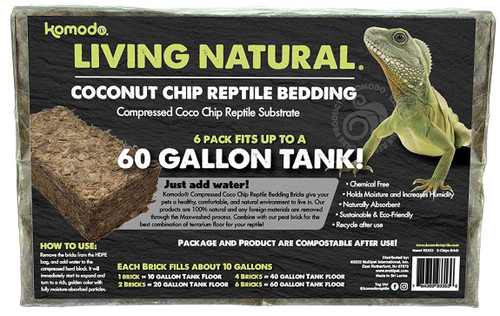 Komodo Living Natural Coconut Chip Reptile Bedding Brick 3 count