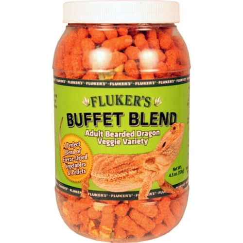 Flukers Buffet Blend Adult Bearded Dragon Veggie Variety Freeze Dried Food 4.5 Oz