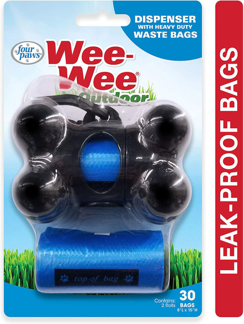 Four Paws Wee-Wee Outdoor Dog Waste Bag Dispenser With Heavy Duty Waste Bags Includes 30 Bags 8 In X 15 In