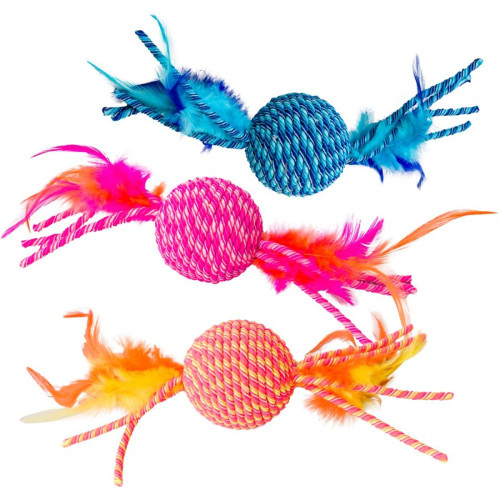 Spot Elasteeez Ball and Feathers Cat Toy Assorted 1Ea
