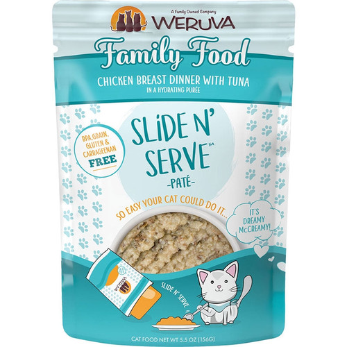 813778018685 5.5 oz Cat Slide & Serve Family Feud Wet Cat Food Black