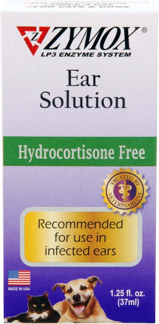 Zymox Ear Solution Without Hydrocortisone 1.25 Oz