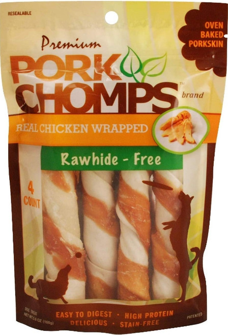 Pork Chomps Premium Real Chicken Wrapped Twists - Large 4 count