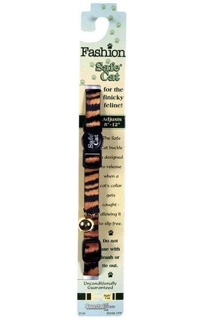 Coastal Safe Cat Fashion Adjustable Breakaway Cat Collar Tiger Multi-Color 3/8 In X 8-12 In