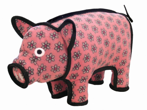 VIP Tuffy Barn Yard Series Dog Toy Pig Pink Floral 1Ea