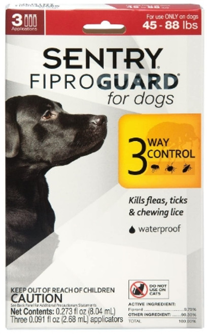 Sentry Fiproguard Dog Flea & Tick Squeeze-On 45-88Lb 3Ct