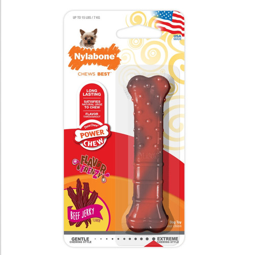 Nylabone Flavor Frenzy Power Chew Dog Toy Beef Jerky Flavor X-Small/Petite - Up To 15 Lb