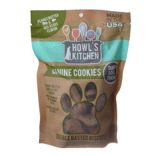 Howl\'s Kitchen Canine Cookies Double Basted Biscuits - Peanut Butter & Molasses Flavor 10 oz