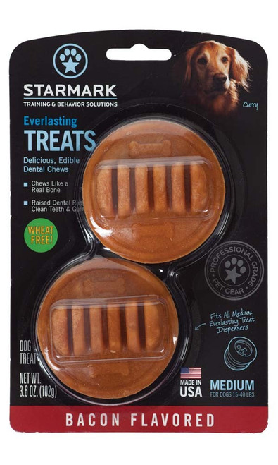 Starmark Dog Everlasting Treat with Dental Ridges Bacon Medium Brown 2.5" x 2.5" x 1"