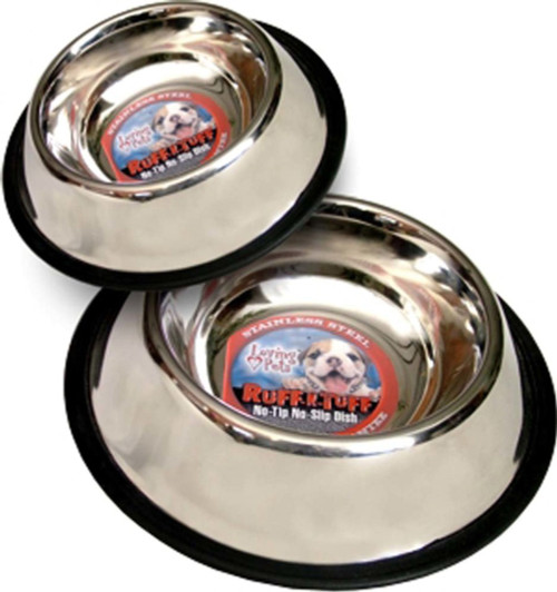 Loving Pets Traditional No-Tip Stainless Steel Dog Bowl Silver 16 Oz