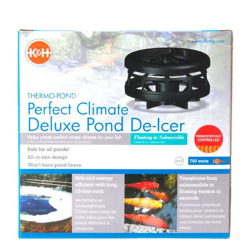 K&H Pet Products Thermo-Pond Perfect Climate Deluxe Pond De-Icer 750 Watts with 12\' Cord