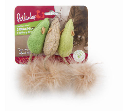 Petlinks Blind Mice Cat Toy Assorted 3 Ct