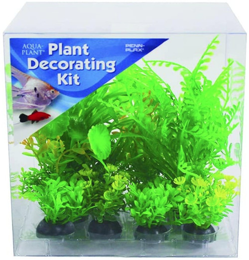 Penn Plax Aquarium Plant Decoration Kit Green 6 count