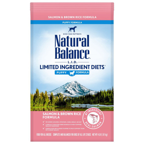 Natural Balance Pet Foods Lid Salmon and Brown Rice Puppy Dry Dog Food 4 Lb