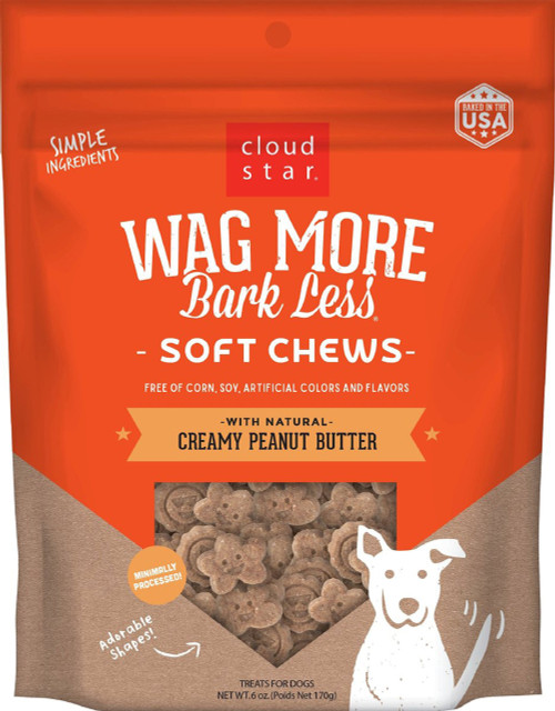 Cloud Star Wag More Bark Less Soft & Chewy Dog Treats: Creamy Peanut Butter Stainless steel N/A 2 X 2 X 2 inches
