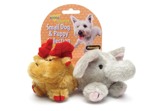 Booda Squatter Moose/Elephant Small Dog and Puppy Toy Multi-Color Small, 2 Pk